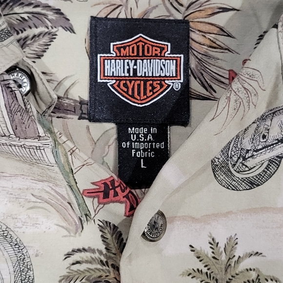 Harley-Davidson Silky Slick Hawaiian Graphic Men's Large Button down - Picture 2 of 3